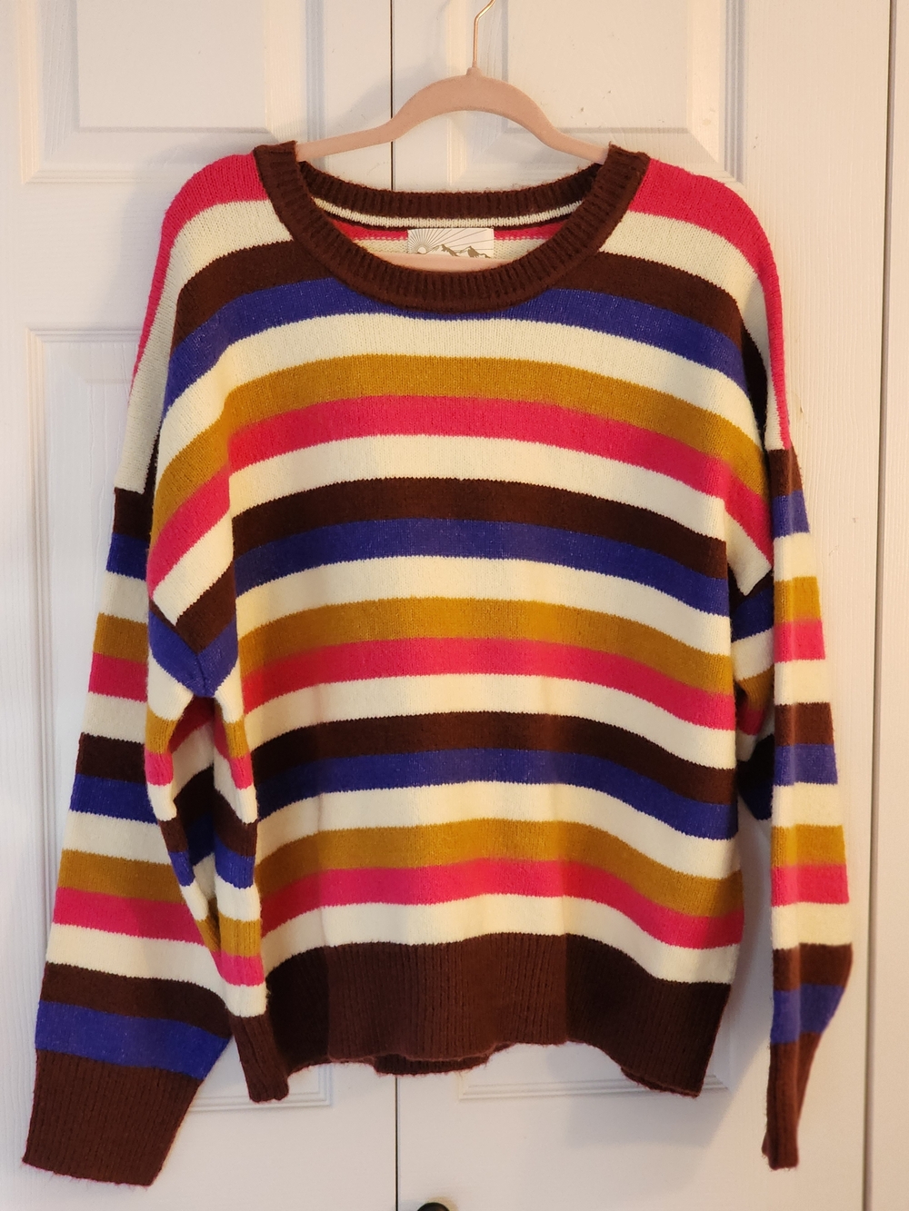 C&C California Multicolor Striped Crewneck Sweater Oversized XL - Picture 9 of 12